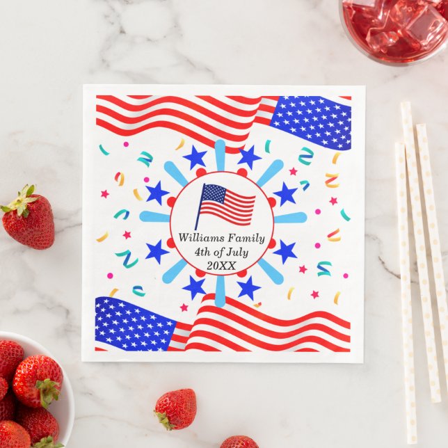 Jeglicher Text USA Flag Independence Day 4. Juli Serviette (Beispiel)