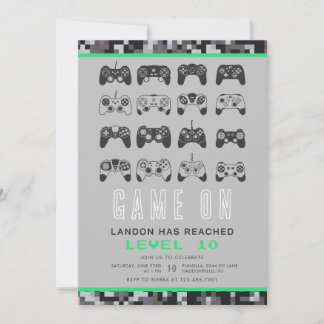 Jeglicher Videospiellevel Up Gamer Geburtstag Einladung