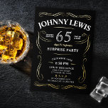 Jeglicher Vintager Whiskey-Überraschungstag Folieneinladung<br><div class="desc">Inspiriert mit klassischem Whiskey-Label,  ist dieser Vintage Schwarz-Gold-Spaß im Alter von bis zur Perfektion Erwachsenen-Geburtstagseinladung ideal für 30.,  40.,  50.,  60.,  70.,  80.,  90. oder jede andere Altersgeburtstagsfeier,  Überraschungs-Party oder andere Gelegenheiten! Stellen Sie es mit Ihren eigenen Text- und Party-Informationen ein.</div>