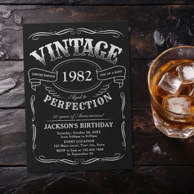 Jeglicher Vintager Whiskey zum Geburtstag Einladung (Any Age Vintage Whiskey Themed Birthday Invitation)