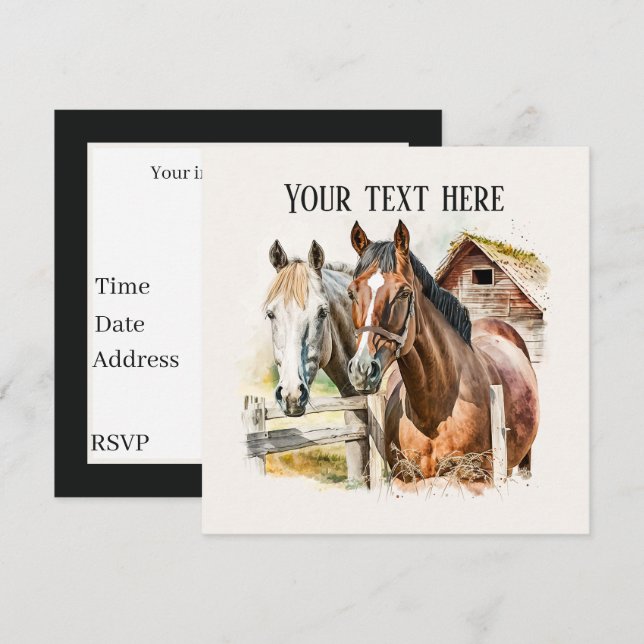 Jeglicher Zweck Landpferd Party Einladung (Vorne/Hinten)