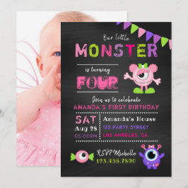 Jegliches Alter Chalkboard Kleines Monster Mädchen Einladung