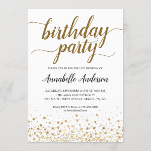 Jegliches Alter Geburtstag Moderne Gold Confetti D Einladung