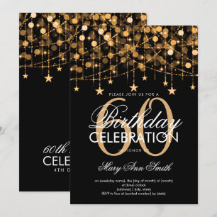 Jegliches Alter Gold String Lights & Stars Einladung
