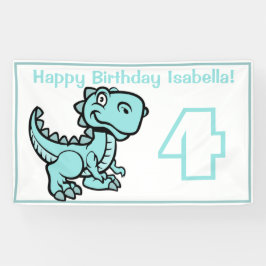 Jegliches Alter weiß und Aquamarin T Rex Dinosauri Banner