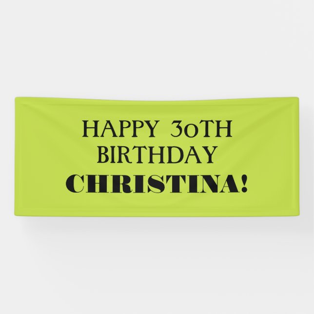 Jegliches Alters Lime Green Black Happy Birthday B Banner (Horizontal)