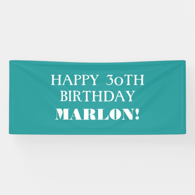 Jegliches Aquamarines Aqua Blue White Happy Geburt Banner (Horizontal)