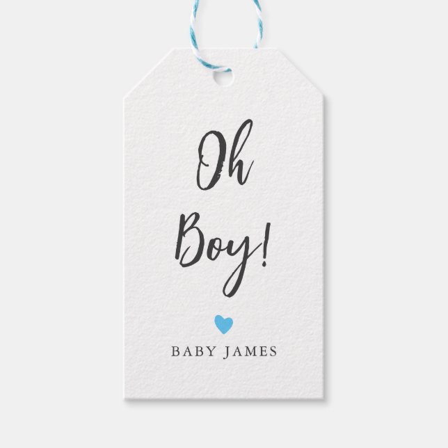 Jegliches Farbherz Oh Junge Geschenkmarke, Babydus Geschenkanhänger (Vorderseite)
