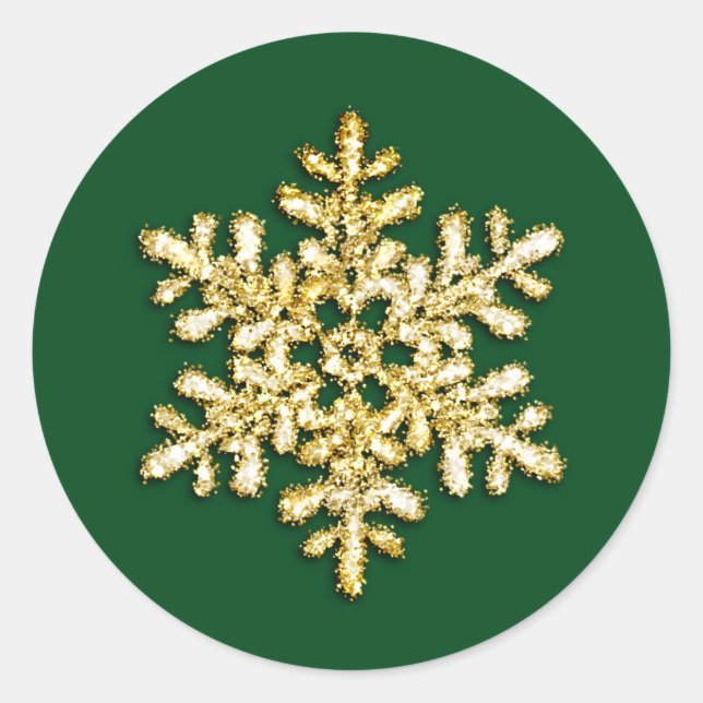 Jegliches farbiges Hintergrund Gold Crystal Snowfl Runder Aufkleber (Vorderseite)