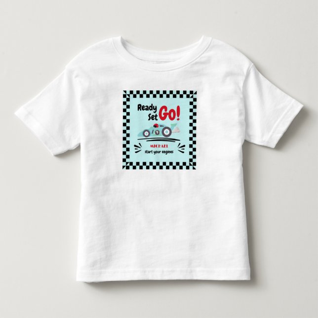Jegliches Geburtstags-fertiges Set Go Blue Race Ca Kleinkind T-shirt (Vorderseite)