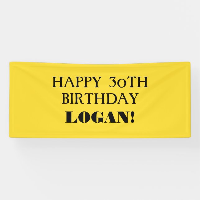 Jegliches gelbes schwarzes Happy Birthday Banner (Horizontal)