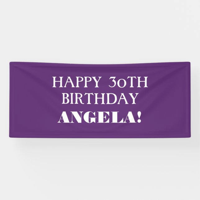 Jegliches Lila White Custom Happy Birthday Banner (Horizontal)