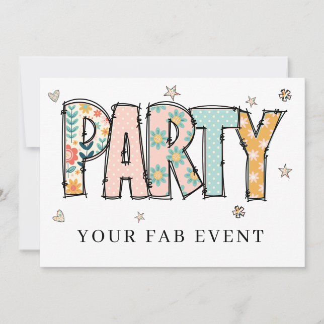 * Jegliches PARTY, das die Doodle einlädt, farbenf Einladung (Vorderseite)
