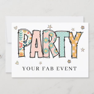 * Jegliches PARTY, das die Doodle einlädt, farbenf Einladung