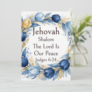 Jehovah Shalom, Blaue Gold-Tulpen-Kranz Whimsical  Einladung