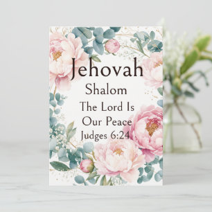 Jehovah Shalom, rosa Pfingstrosen Eukalyptus Kranz Einladung