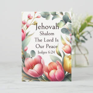 Jehovah Shalom, rosa Tulpen Eukalyptus Whimsical Einladung