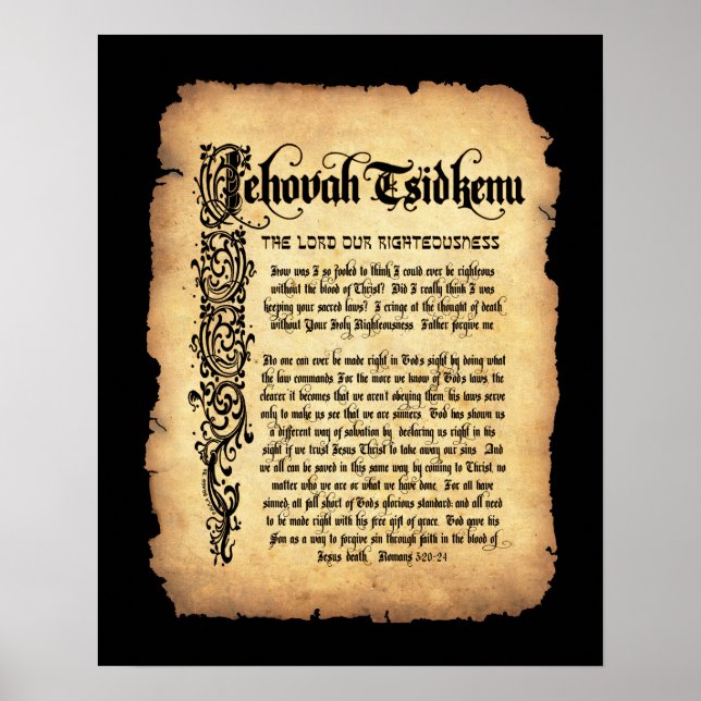 Jehovah Tsidkenu, Lord Righteousness: Names of God Poster (Vorne)