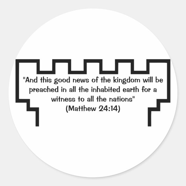 Jehovas Witness Watchtower Matthew 24:14 Sticker (Vorderseite)