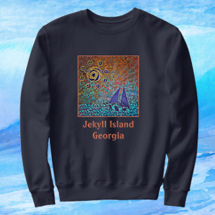 Jekyll Island, GA Sailboat, Ocean Waves und Sun S Sweatshirt