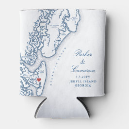 Jekyll Island Georgia Karte Gastgeschenk Hochzeit  Dosenkühler