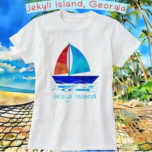 Jekyll Island Georgia Urlaub Wasserfarbenboot T-Shirt