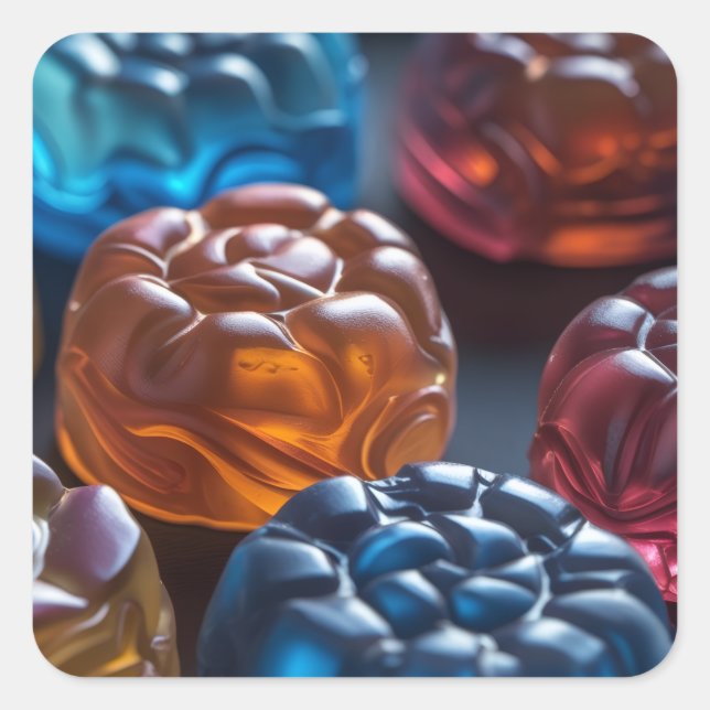 Jellied Candy Fun Quadratischer Aufkleber (Vorderseite)