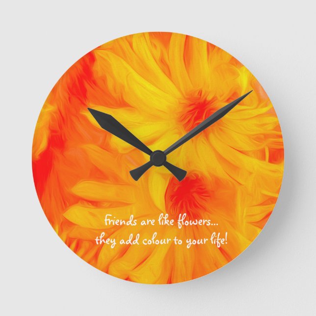 JELLOW BLUME ABSTRACT DESIGN RUNDE ACRYLIC CLOCK RUNDE WANDUHR (Vorderseite)