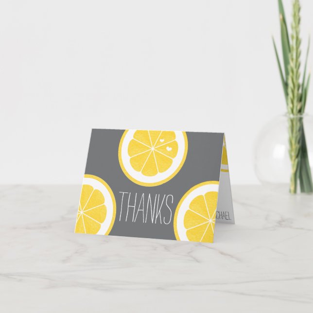 JELLOW UND GRAY LEMON HERZSEED WEDEN DANK DANKESKARTE (Vorderseite)