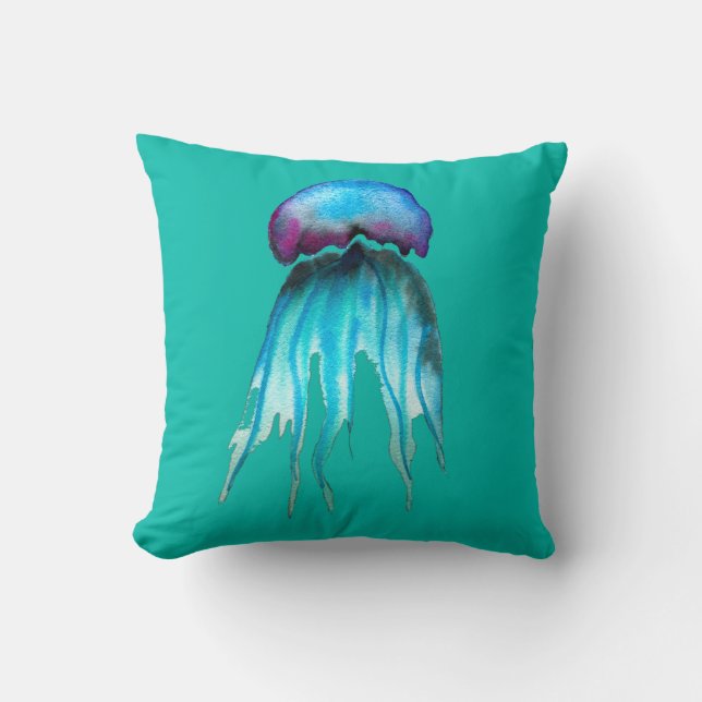 Jelly Aquarell farbenfroh, modern im Wasser Kissen (Vorderseite)