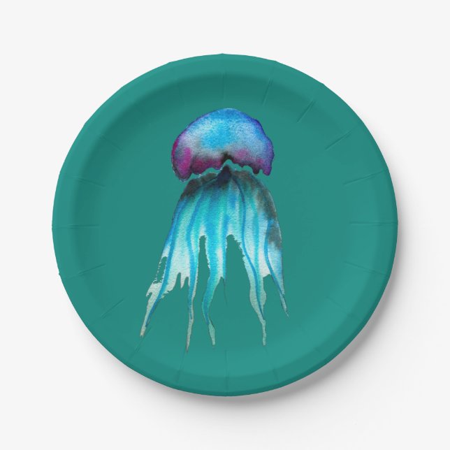 Jelly Aquarell farbenfroh, modern im Wasser Pappteller (Vorderseite)