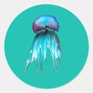 Jelly Aquarell farbenfroh, modern im Wasser Runder Aufkleber