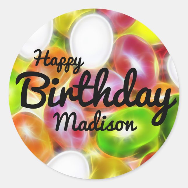 Jelly Bean Candy Personalisiert Happy Birthday Runder Aufkleber (Vorderseite)