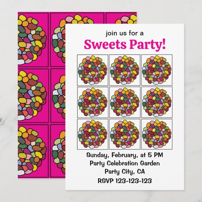 Jelly Bean Colorful Jelly Bean Einladung (Vorne/Hinten)