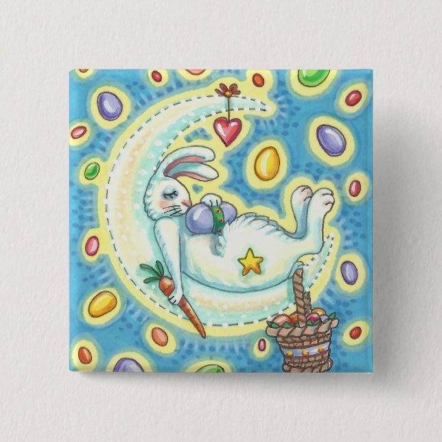 JELLY BEAN DREAMS EASTER BUNNY RABBIT BUTTON Squ (Vorderseite)