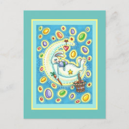 JELLY BEAN DREAMS, SLEEPY EASTER BUNNY ON MOON FEIERTAGSPOSTKARTE