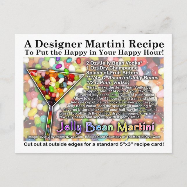 Jelly Bean Martini Rezept Postcard Postkarte (Vorderseite)
