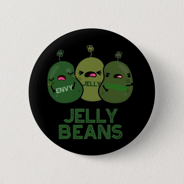 Jelly Beans Funny Jealous Candy Pun Dark BG Button (Vorderseite)
