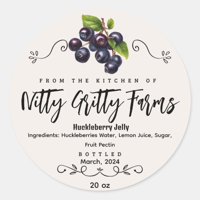 Jelly confiture Huckleberry préserver Étiquette pe (Devant)