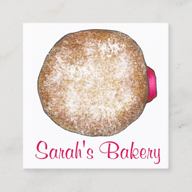 Jelly Donut Doughnut Bäckerei Bake Shop Baker Food Quadratische Visitenkarte (Vorderseite)