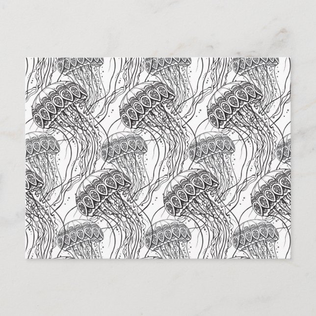 Jelly Fish Doodle Postkarte (Vorderseite)