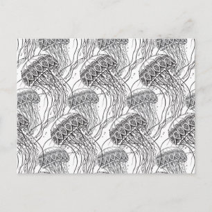 Jelly Fish Doodle Postkarte