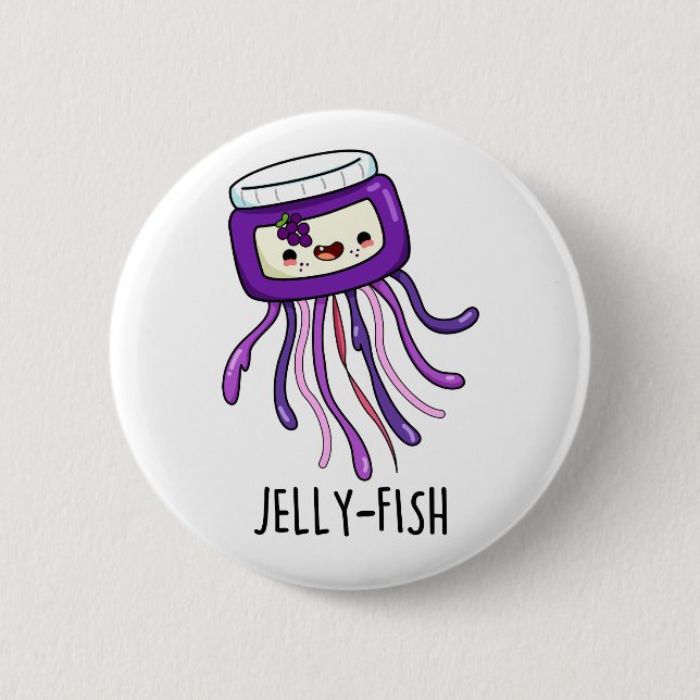 Jelly-fish Funny Jelly Jar Pun Button (Vorderseite)