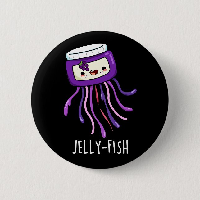 Jelly-fish Funny Jelly Jar Pun Dark BG Button (Vorderseite)