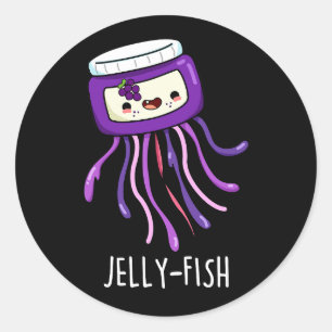 Jelly-fish Funny Jelly Jar Pun Dark BG Runder Aufkleber