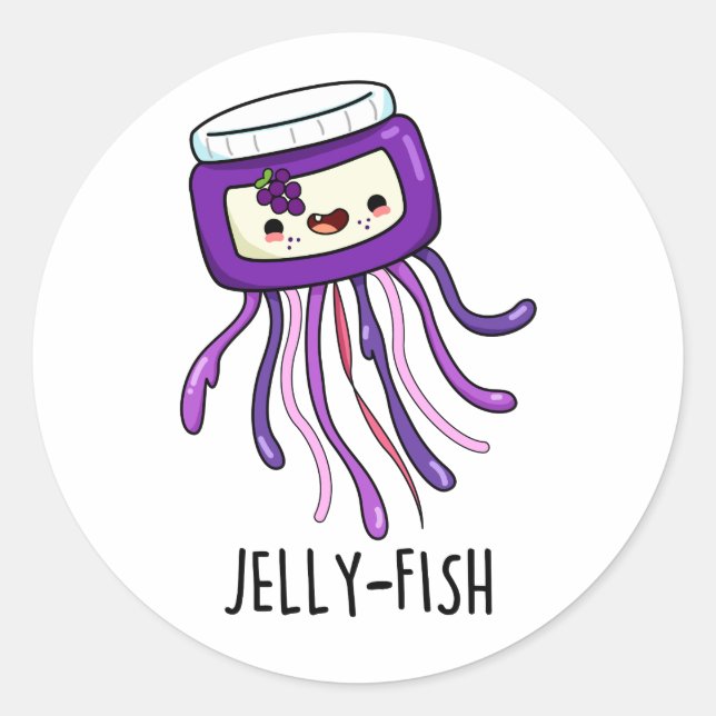 Jelly-fish Funny Jelly Jar Pun Runder Aufkleber (Vorderseite)