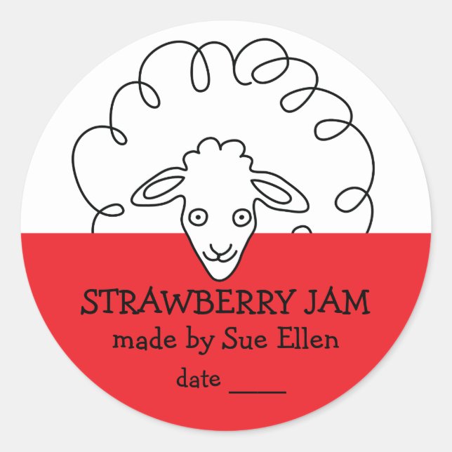 Jelly Jar Sheep Label Runder Aufkleber (Vorderseite)