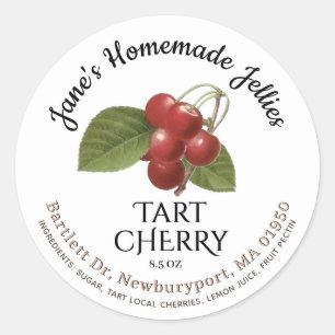Jelly Label Vintage hausgemachte Tart Cherry Prese Runder Aufkleber
