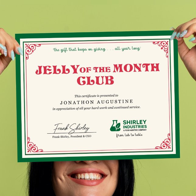Jelly of the Month Certificate Poster (Von Creator hochgeladen)