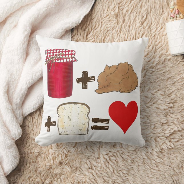 Jelly + Peanut Butter + Brot = Liebe Herz Kissen (Decke)
